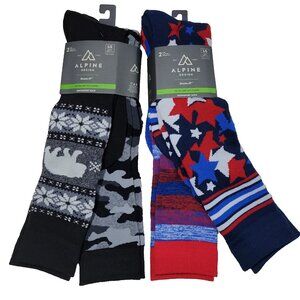 Alpine Design Ski Snow Socks Men Size 8-12 Large Cushioned Odor Resist Bear Star